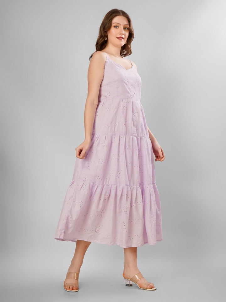 SCHIFFLI EBROIDERED STRAPPY MIDI DRESS