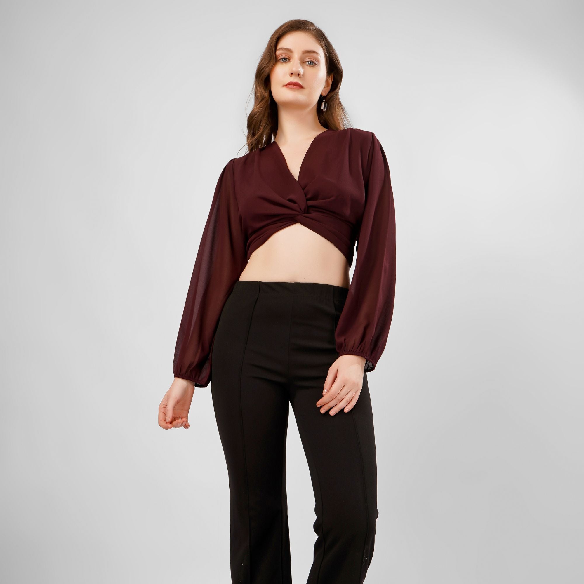 LANTERN SLEEVES CROP TOP