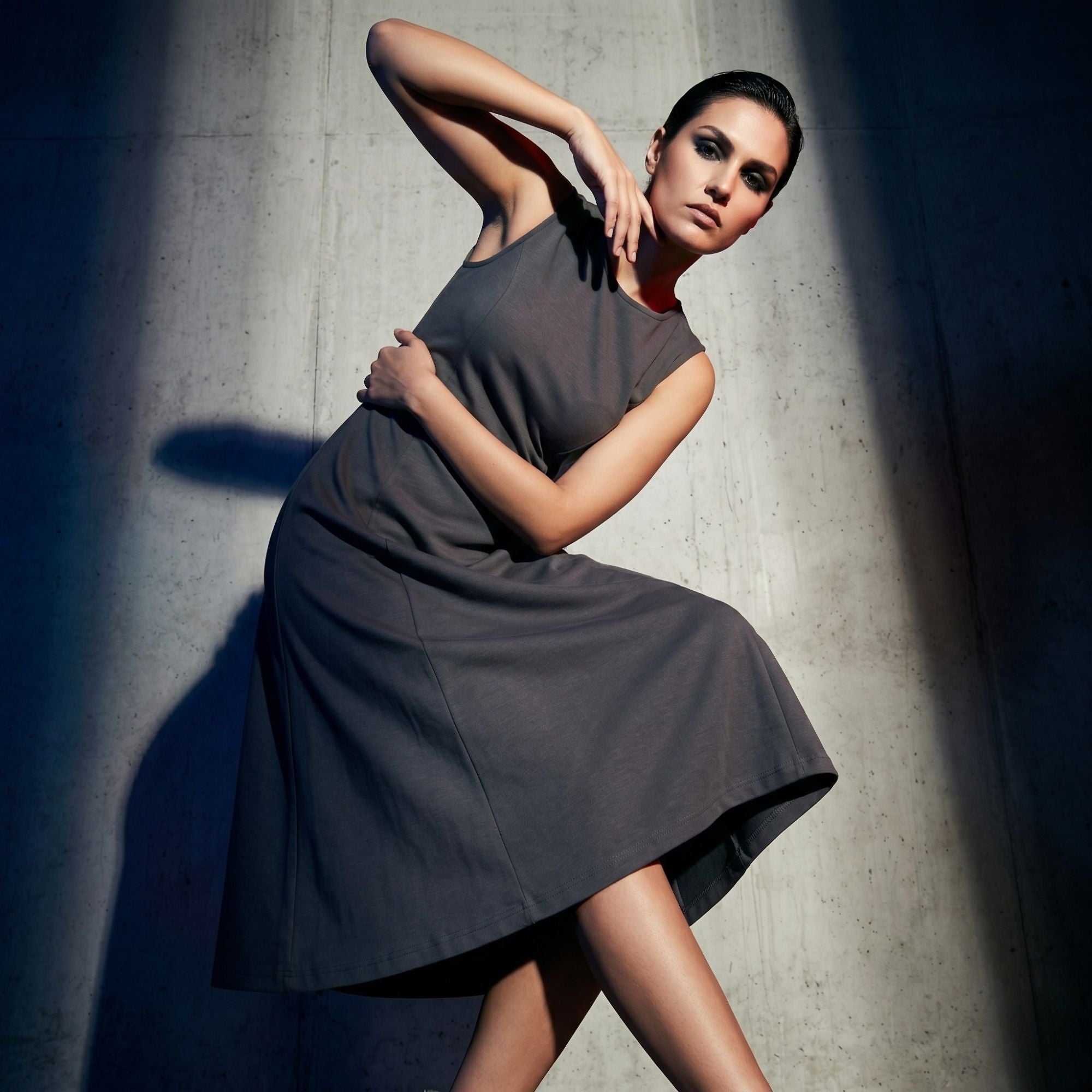 AZURE GRACE FLARED MIDI DRESS