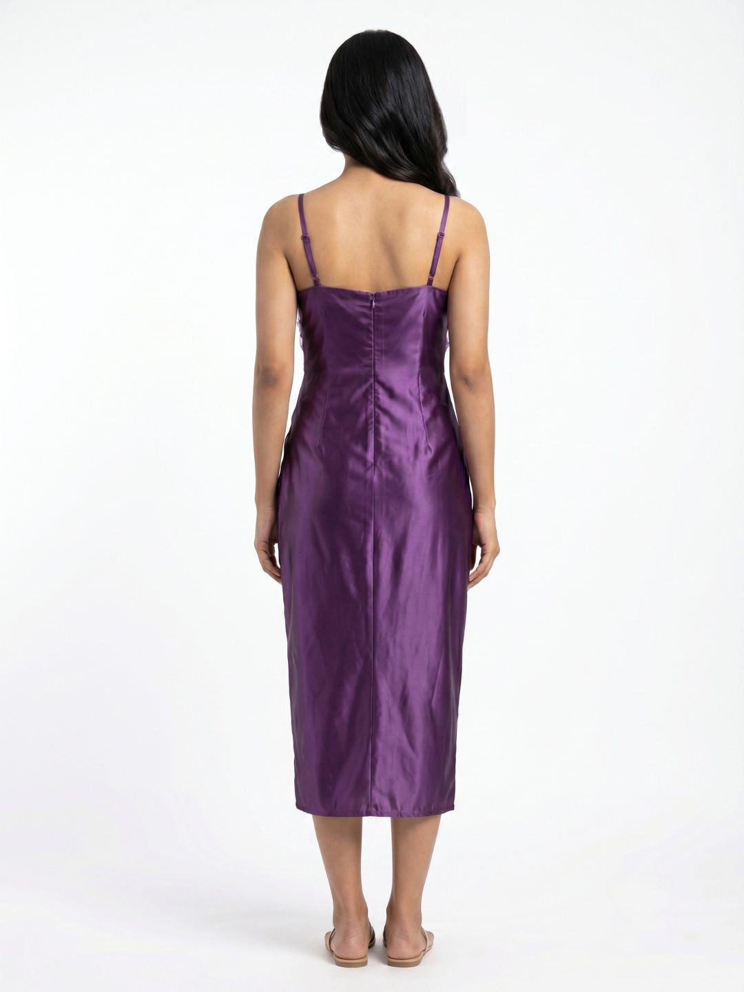 SATIN STRAPPY MIDI DRESS