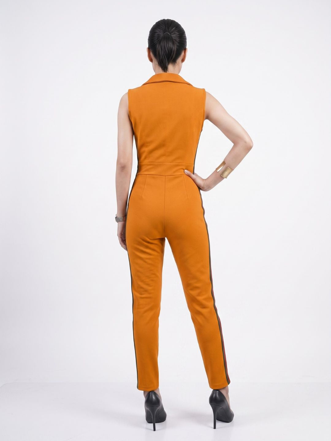 SIDE STRIPED JUMPSUIT MUSTARD