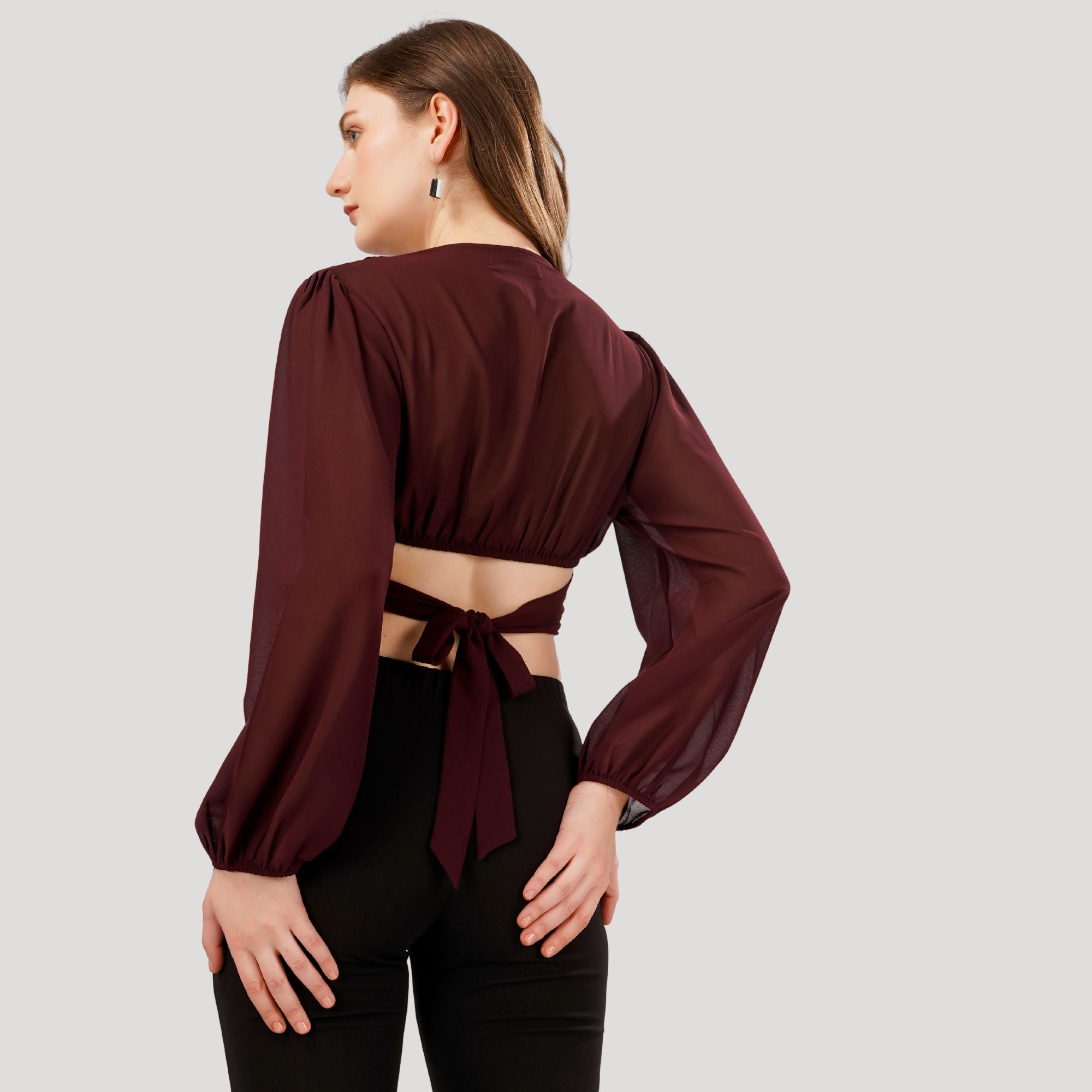 LANTERN SLEEVES CROP TOP