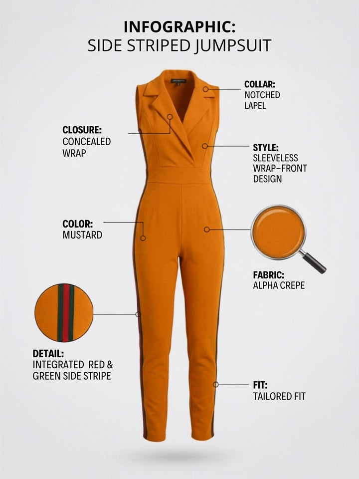 SIDE STRIPED JUMPSUIT MUSTARD