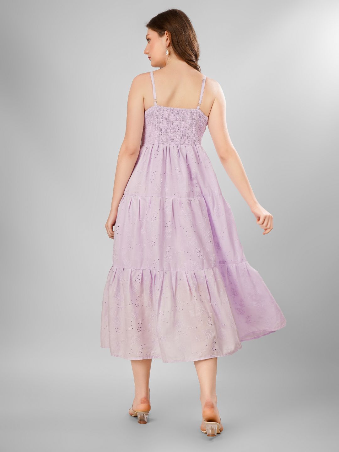 SCHIFFLI EBROIDERED STRAPPY MIDI DRESS