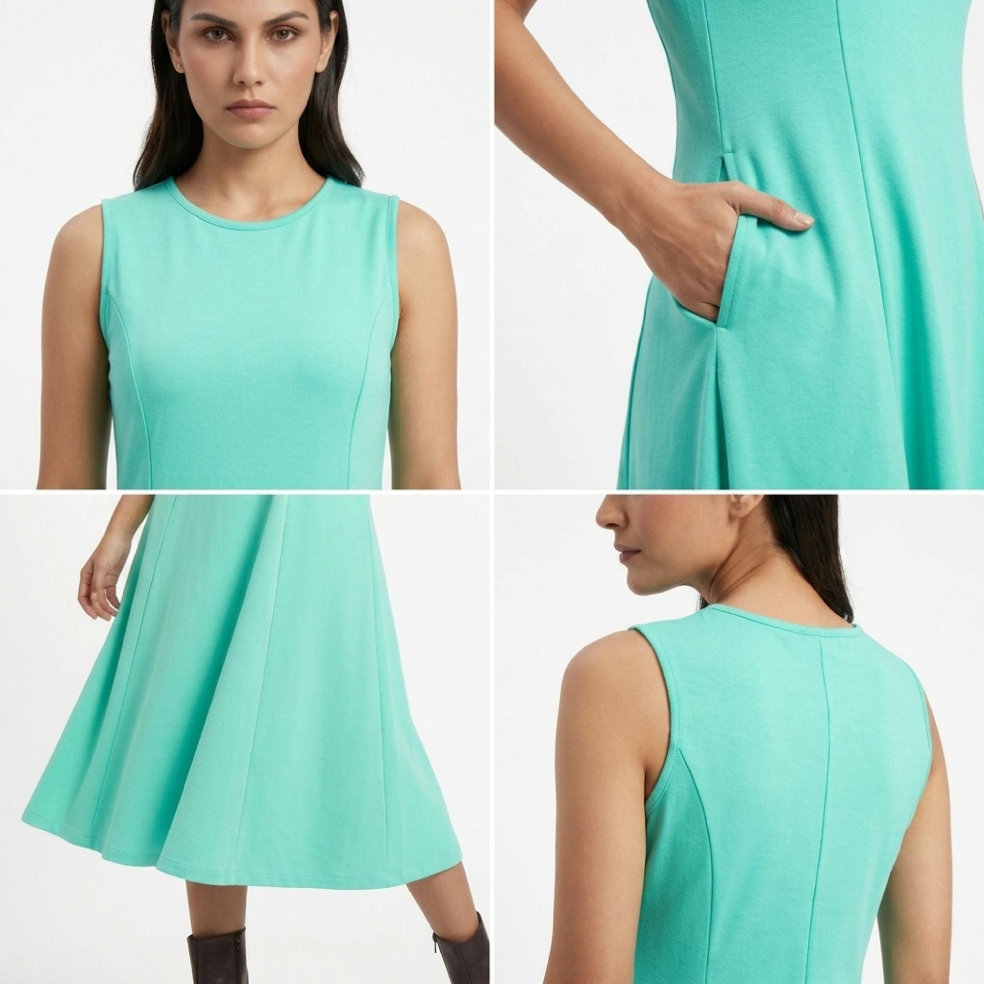 AZURE GRACE FLARED MIDI DRESS