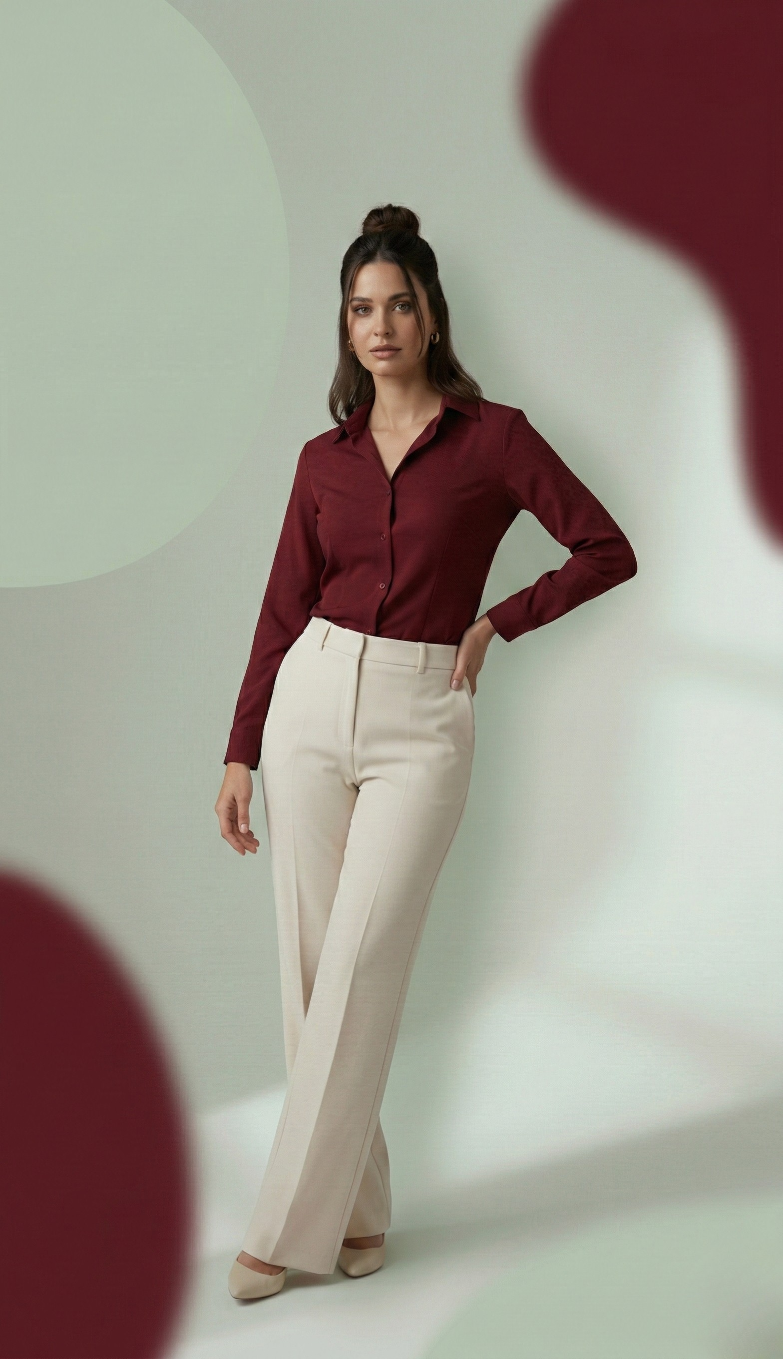 WINE CLASSIC COTTON LONG-SLEEVE FORMAL SHIRT