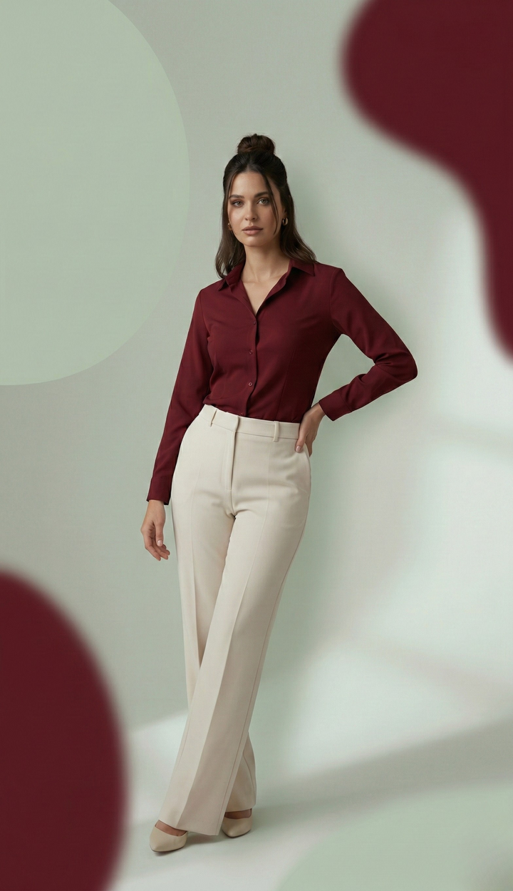 WINE CLASSIC COTTON LONG-SLEEVE FORMAL SHIRT