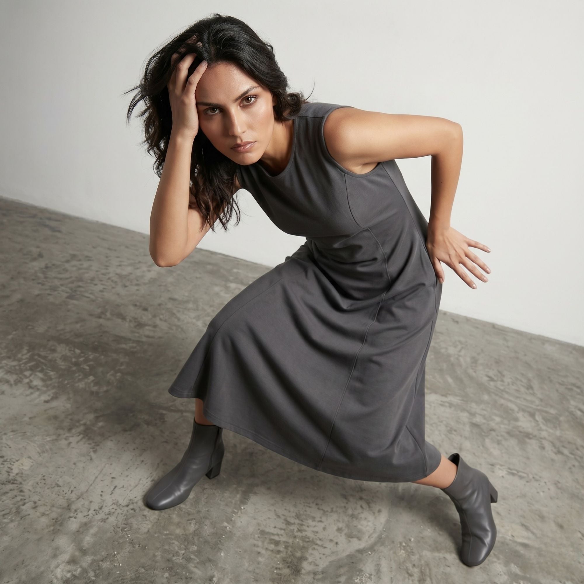 AZURE GRACE FLARED MIDI DRESS