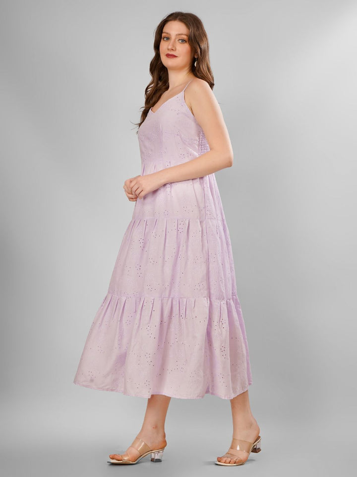 SCHIFFLI EBROIDERED STRAPPY MIDI DRESS
