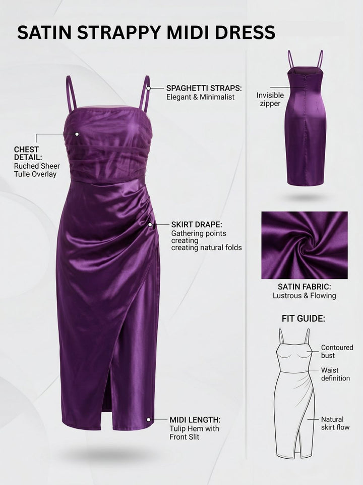 SATIN STRAPPY MIDI DRESS