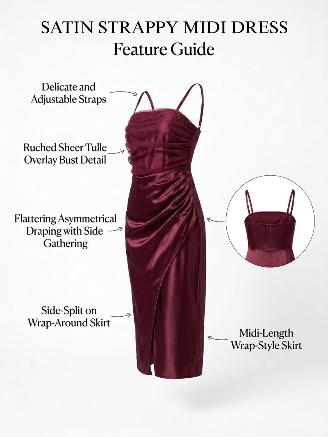 SATIN STRAPPY MIDI DRESS