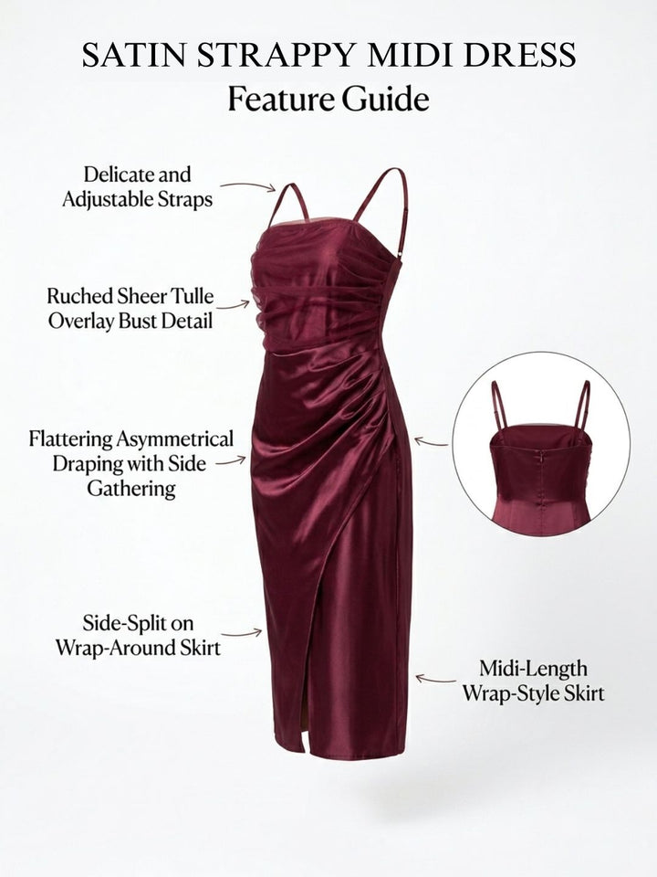 SATIN STRAPPY MIDI DRESS