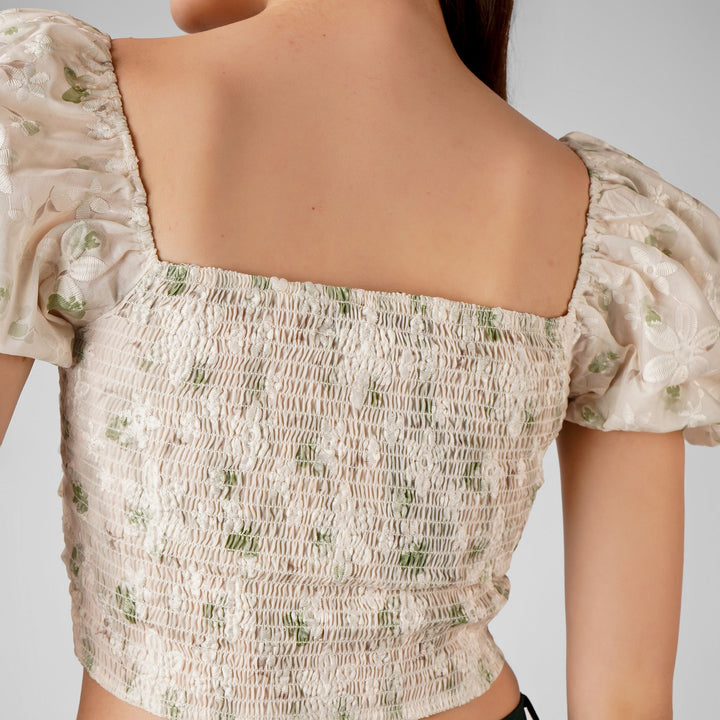 FLORAL PRINT CENTER ZIP CROP TOP