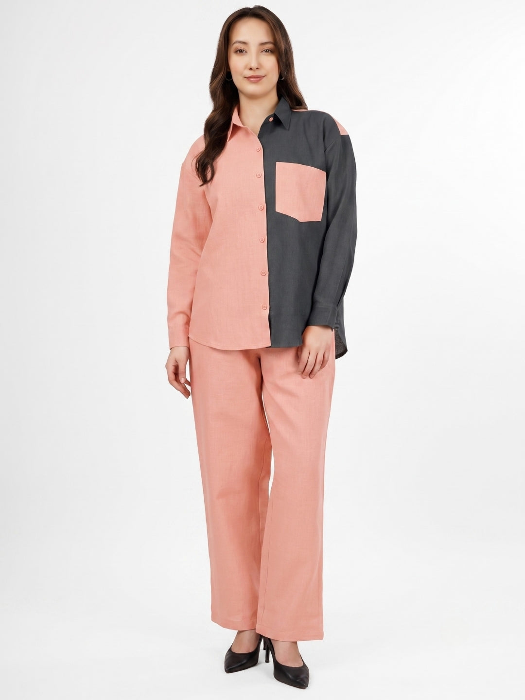 CHIC CONTRAST LINEN CO-ORD SET