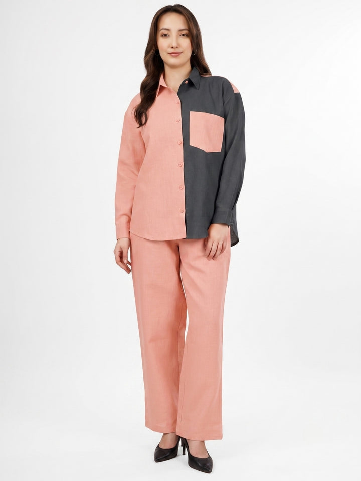 CHIC CONTRAST LINEN CO-ORD SET