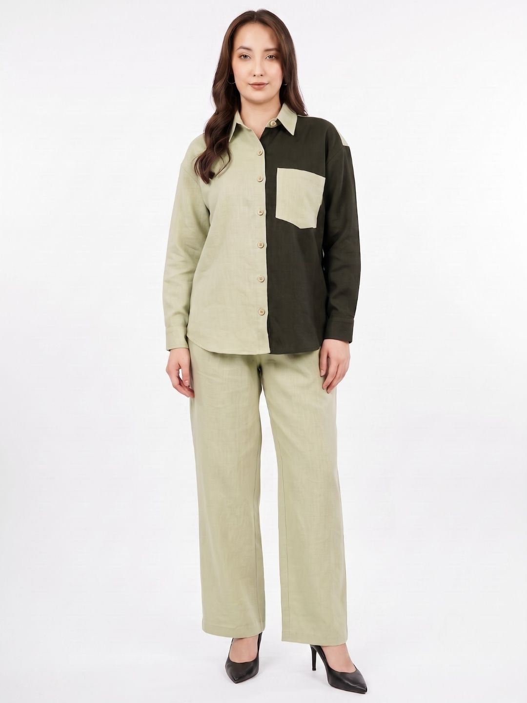 CHIC CONTRAST LINEN CO-ORD SET