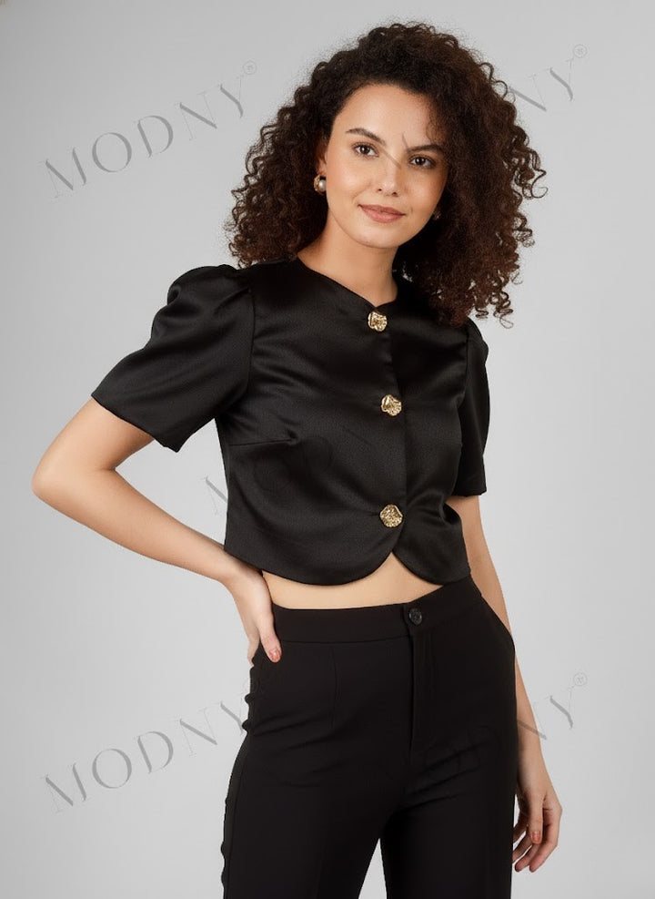 SILKEN GLEAM SATIN TOP