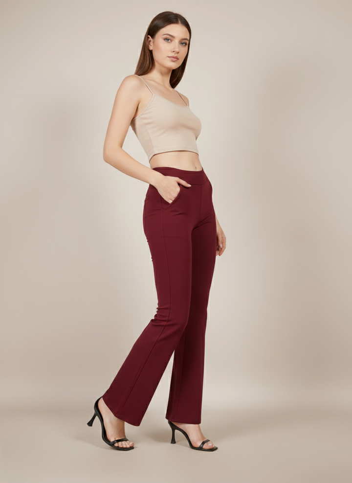 URBAN CONTOUR BELL BOTTOM HIGH WAIST WINE JEGGING