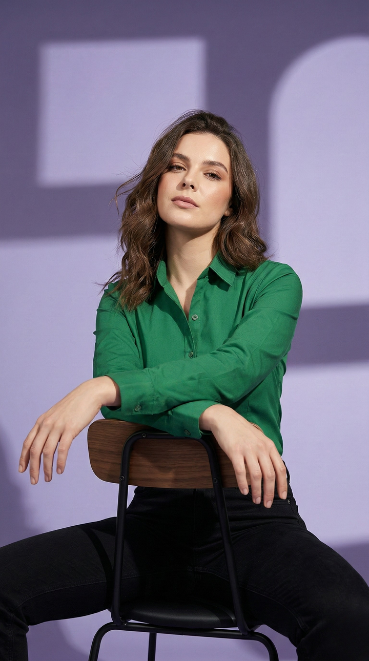 BOTTLE GREEN CLASSIC COTTON LONG-SLEEVE FORMAL SHIRT