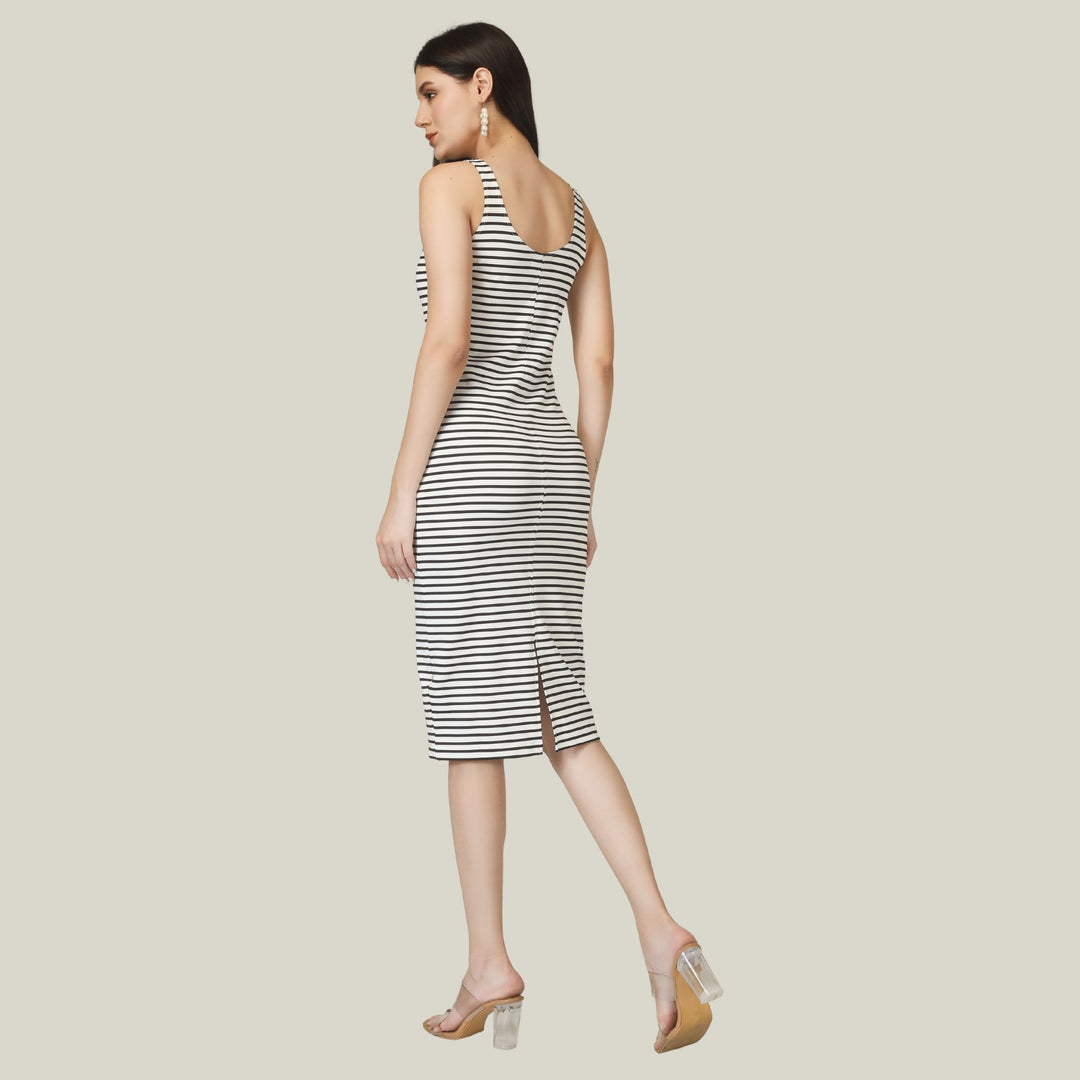 VIBRANT STRIPES MIDI DRESS
