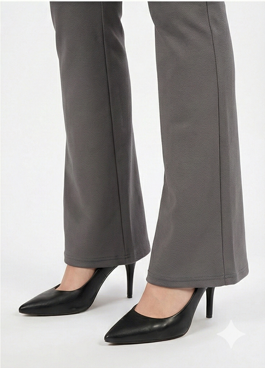 URBAN CONTOUR BELL BOTTOM HIGH WAIST SUSTAINED GREY TROUSER