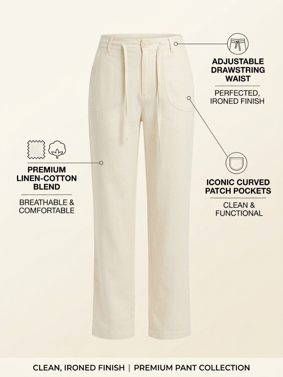 IVORY BREEZE LINEN PANTS