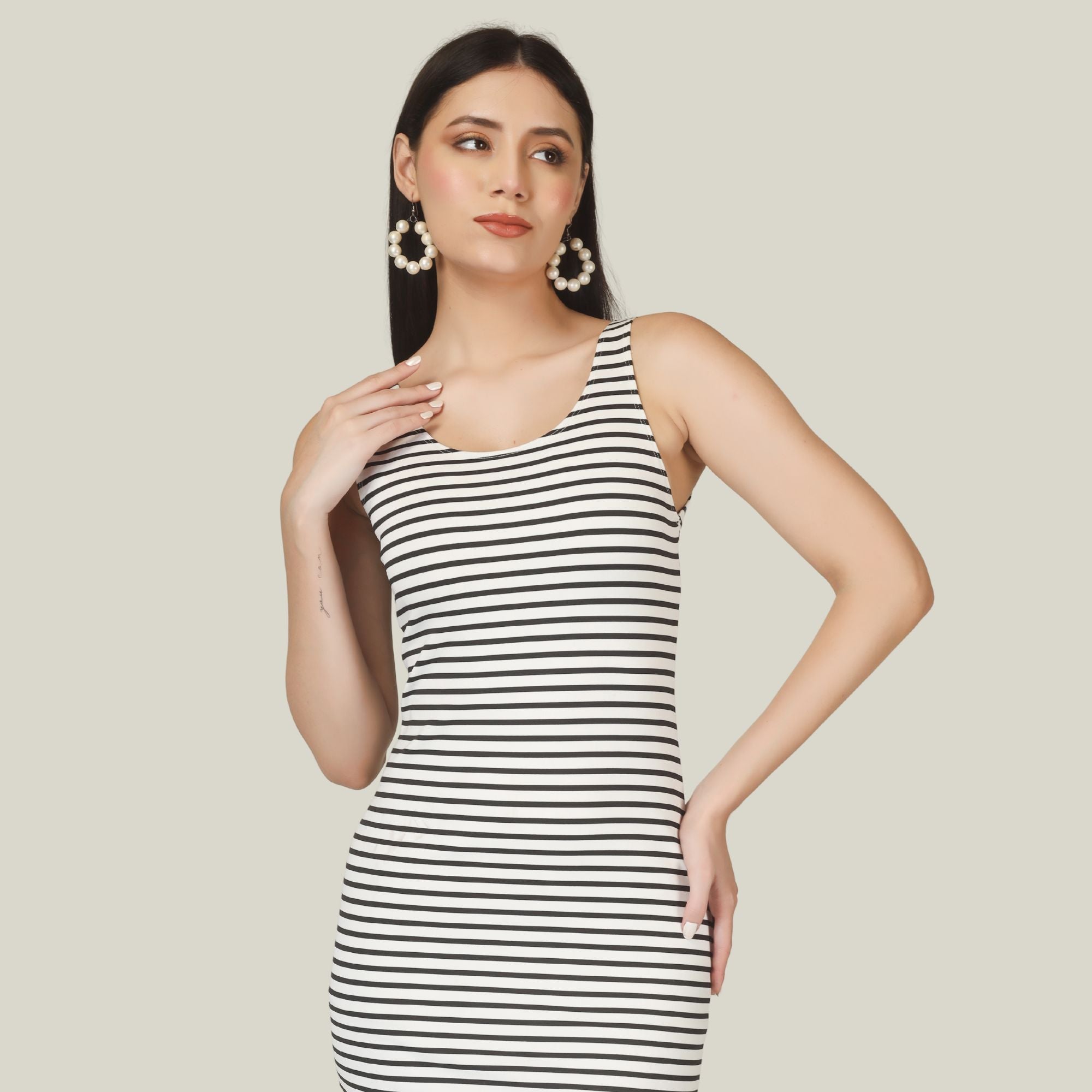 VIBRANT STRIPES MIDI DRESS