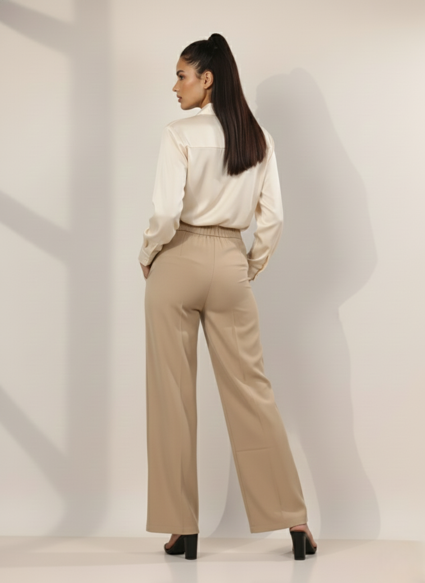 SINGLE BUTTON HIGH RISE FORMAL PANTS