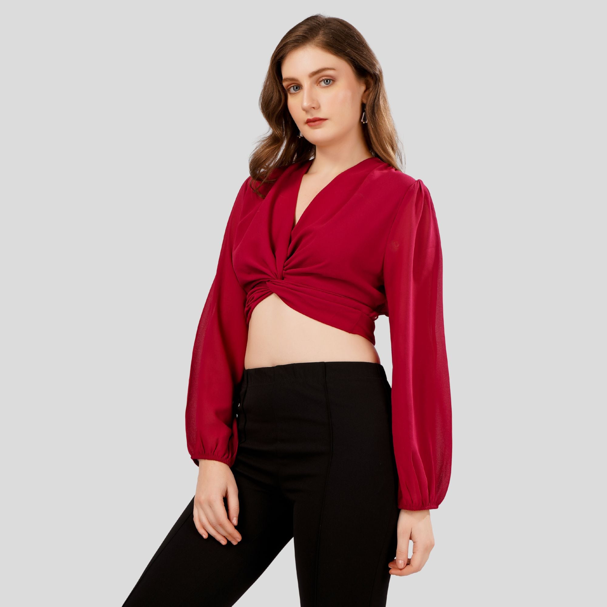 LANTERN SLEEVES CROP TOP