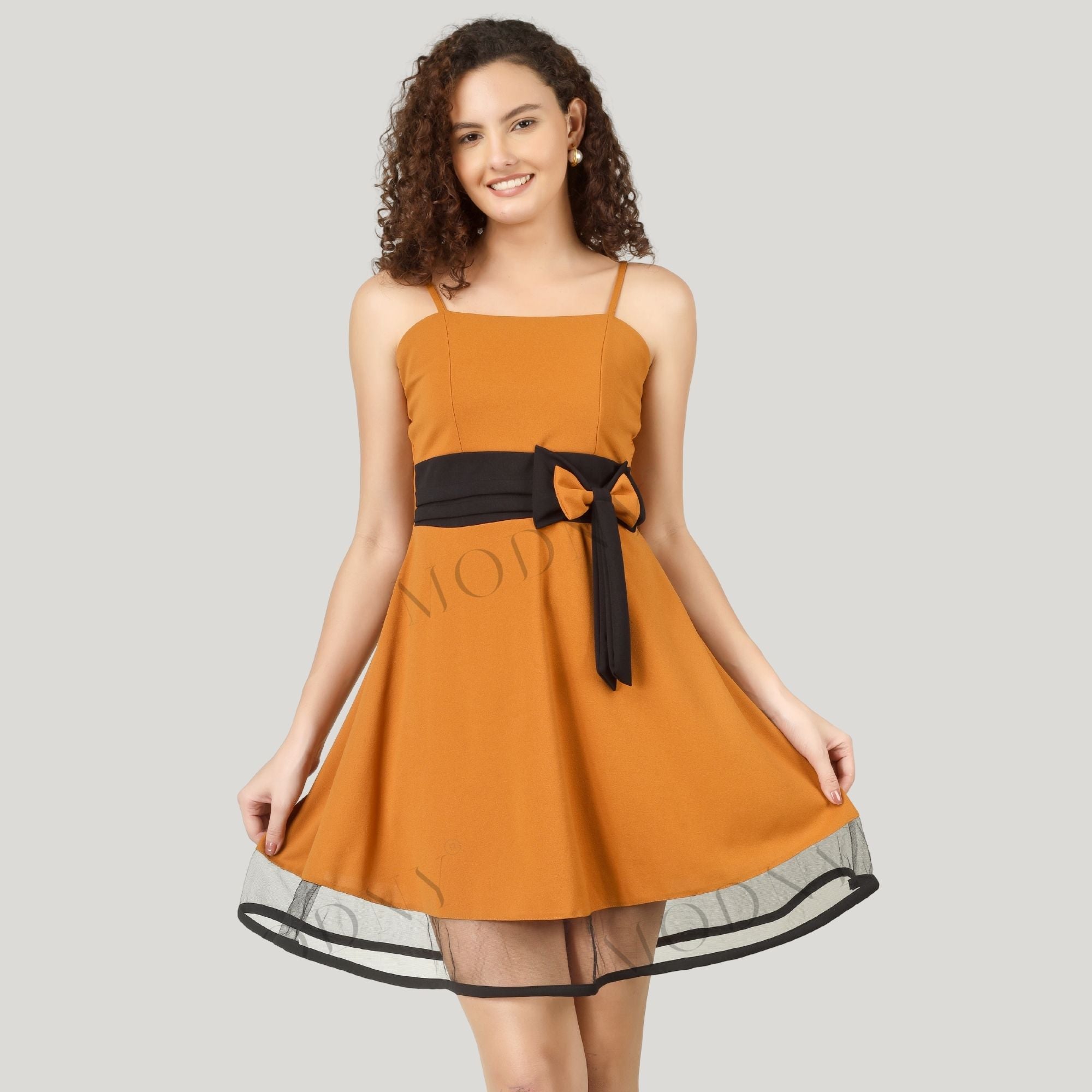 SCARLET CHARM BELTED MINI DRESS