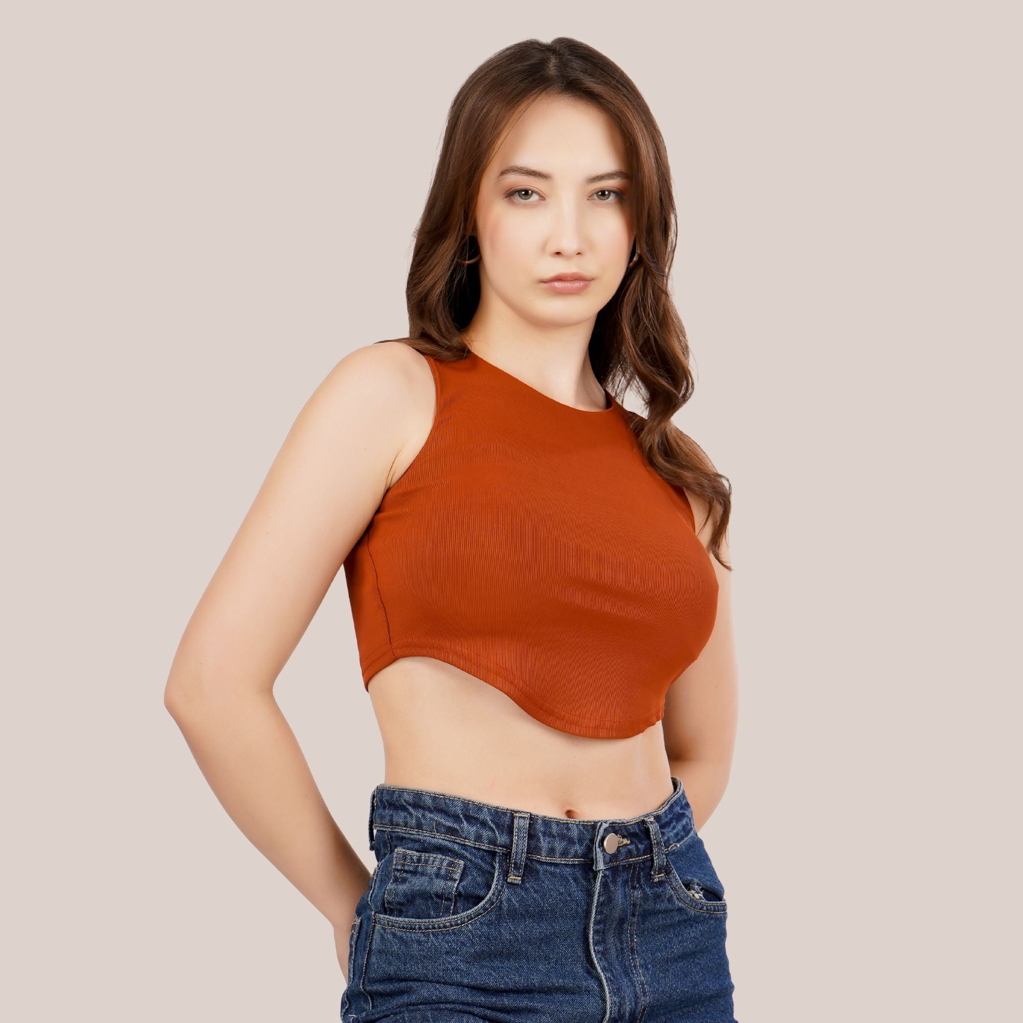 Arc-Hem Ribbed Crop TANK TOP
