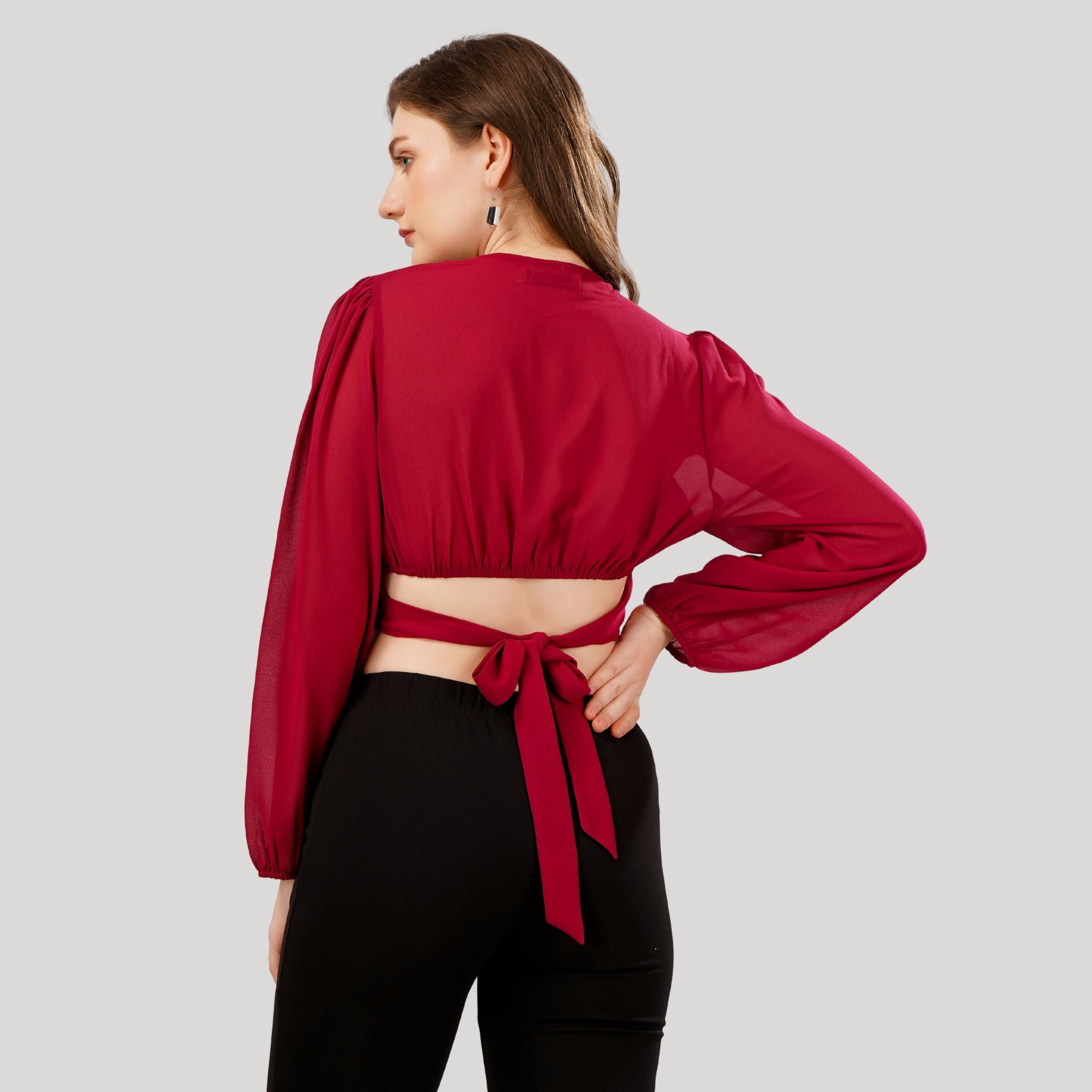 LANTERN SLEEVES CROP TOP