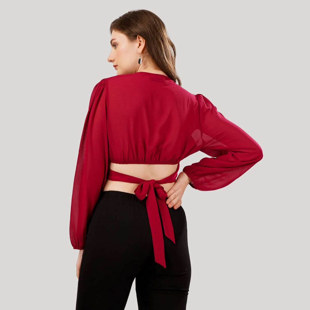 LANTERN SLEEVES CROP TOP
