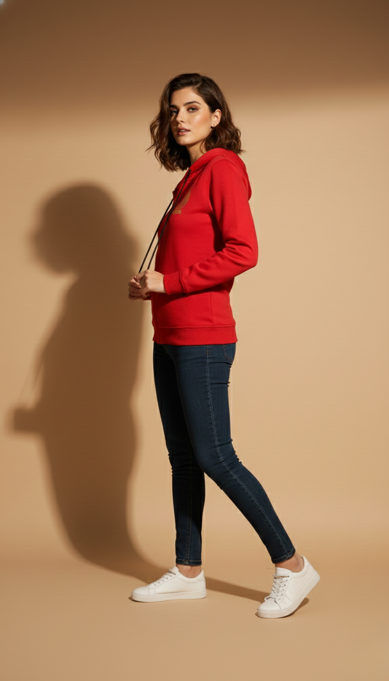 Multi Print Red Zipper Hoodie