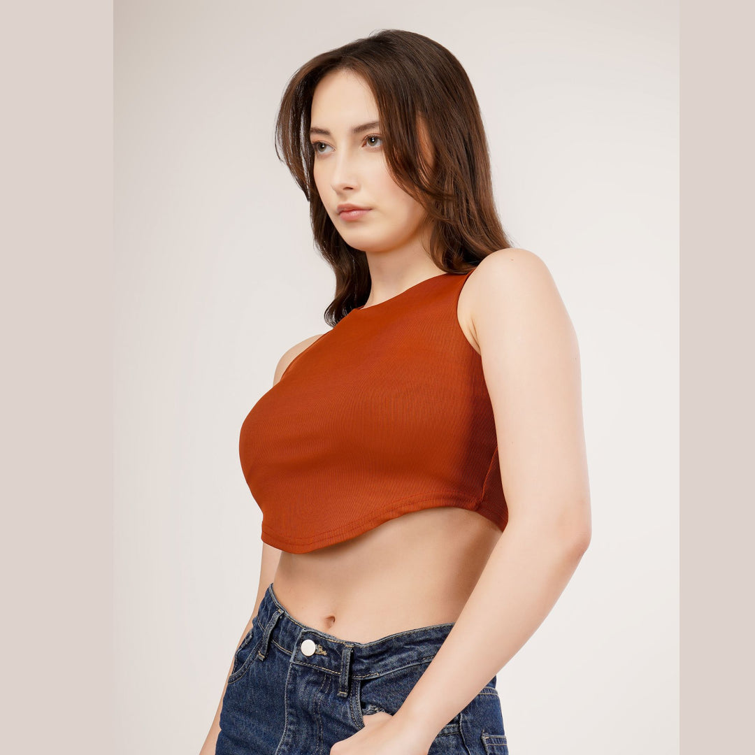 Arc-Hem Ribbed Crop Top