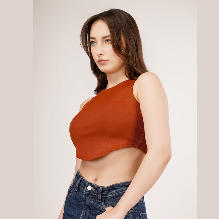 Arc-Hem Ribbed Crop Top