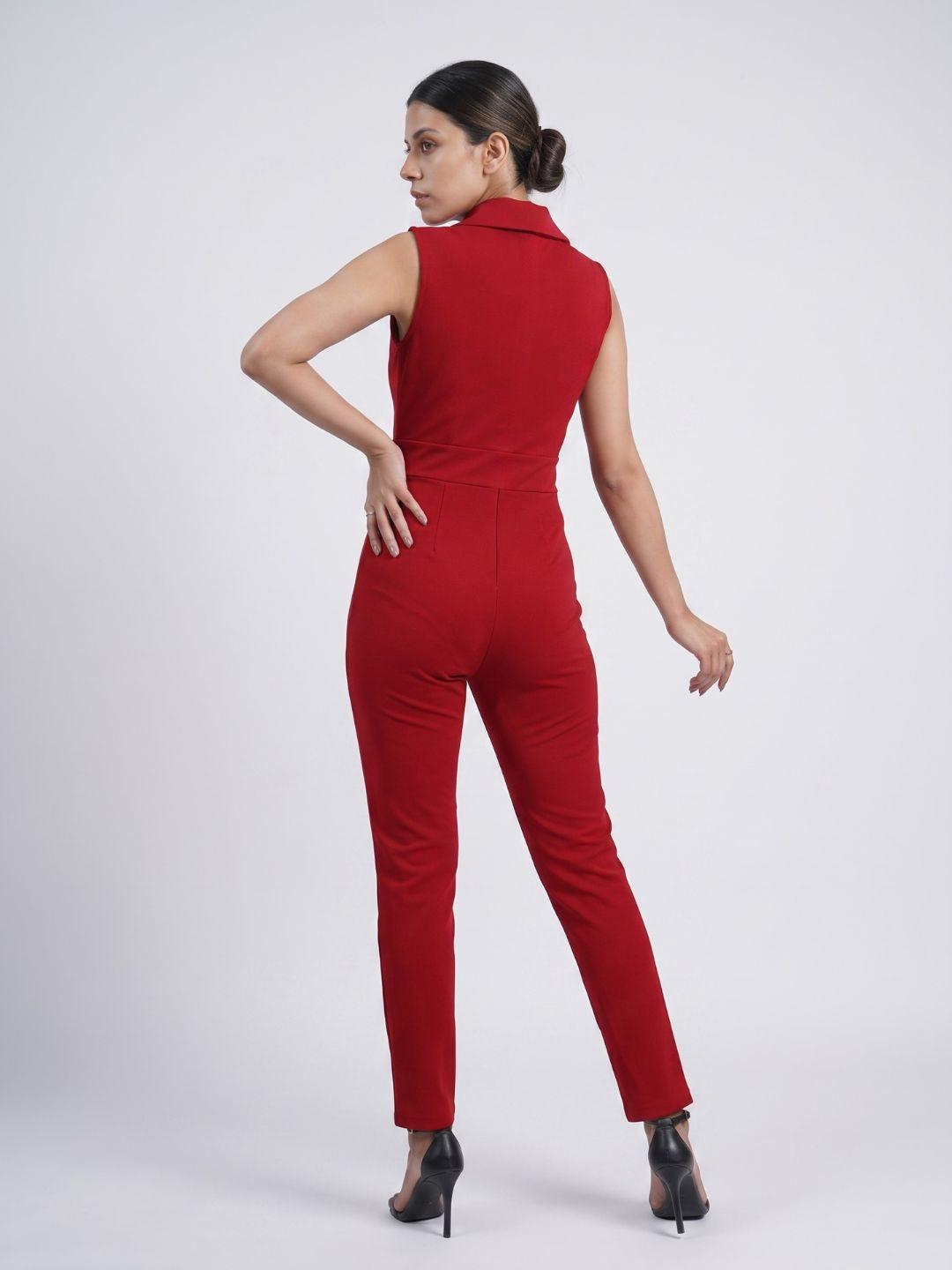 SIDE STRIPED JUMPSUIT MAROON