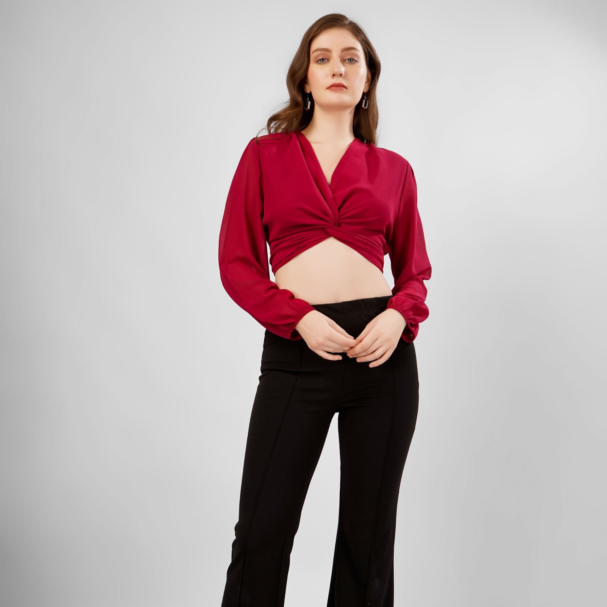 LANTERN SLEEVES CROP TOP