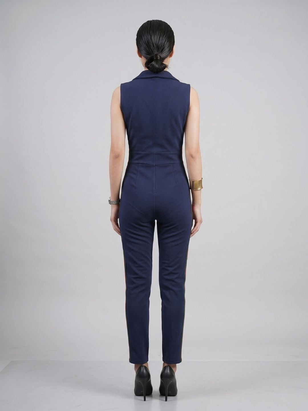 SIDE STRIPED JUMPSUIT NAVY BLUE