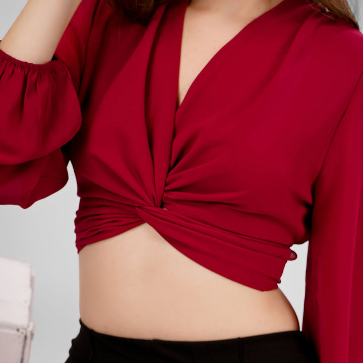 LANTERN SLEEVES CROP TOP