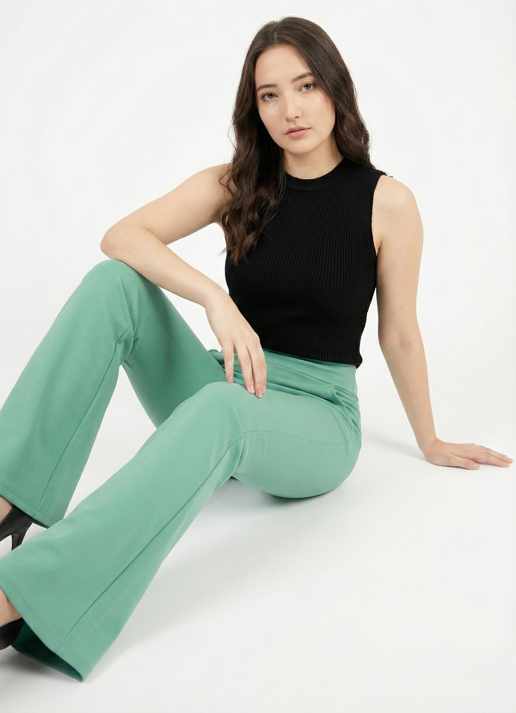 URBAN CONTOUR BELL BOTTOM HIGH WAIST JELLY MINT TROUSER