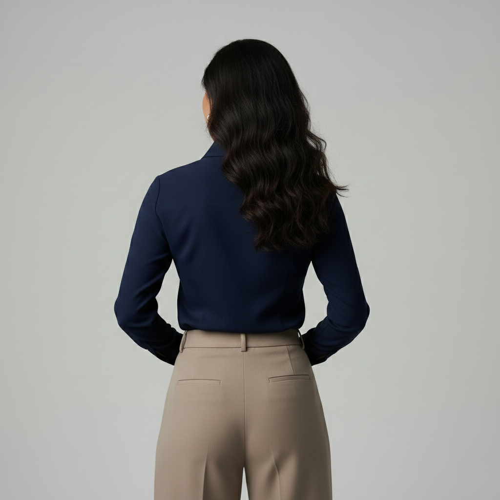 NAVY BLUE CLASSIC COTTON LONG-SLEEVE FORMAL SHIRT