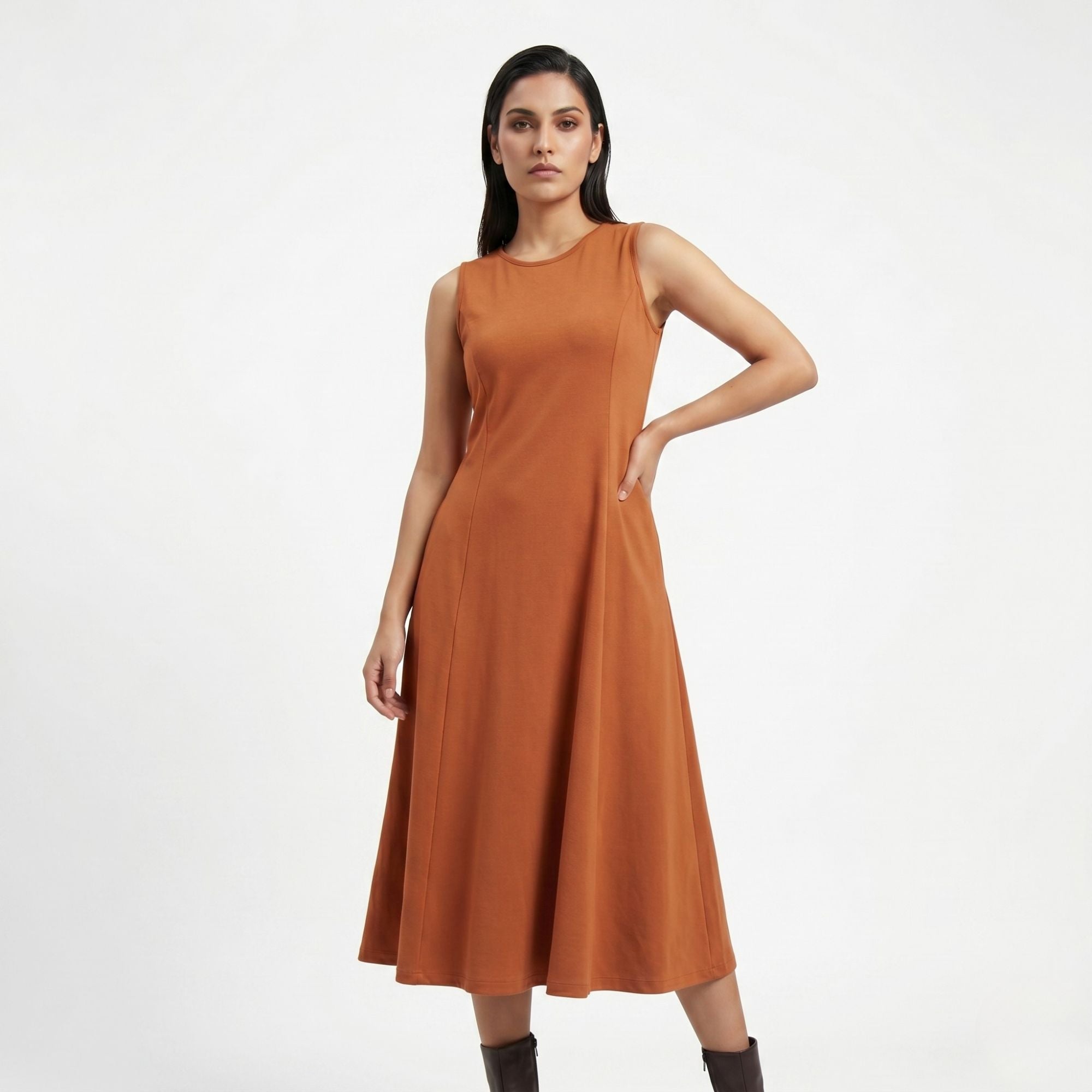 AZURE GRACE FLARED MIDI DRESS