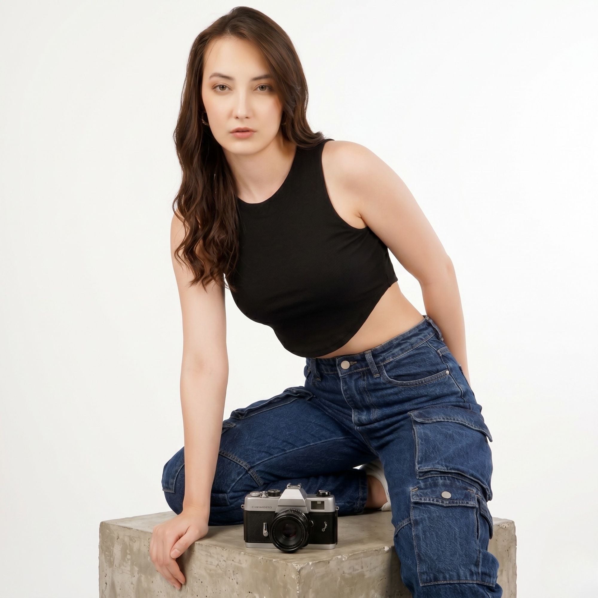 Arc-Hem Ribbed Crop TANK TOP