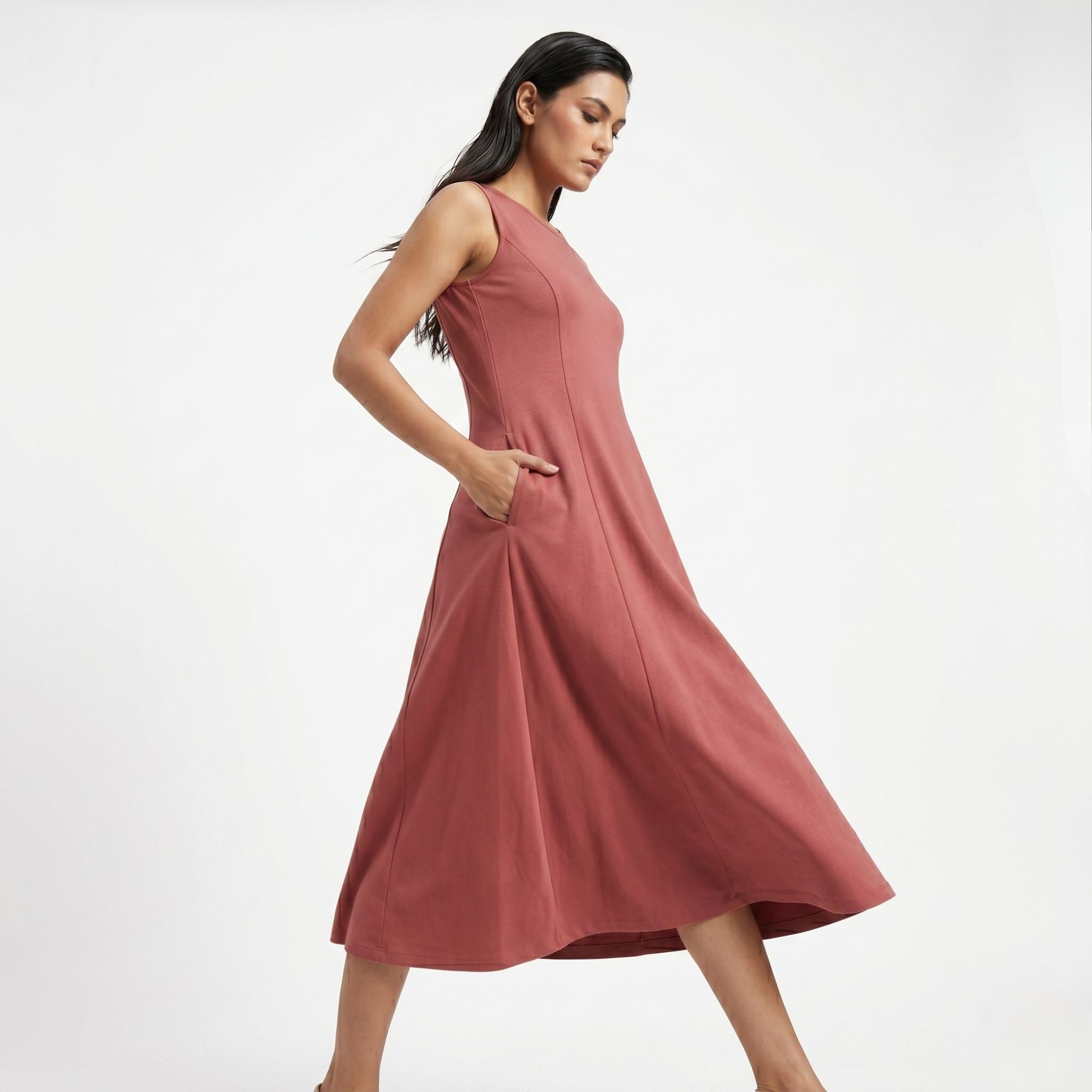 AZURE GRACE FLARED MIDI DRESS