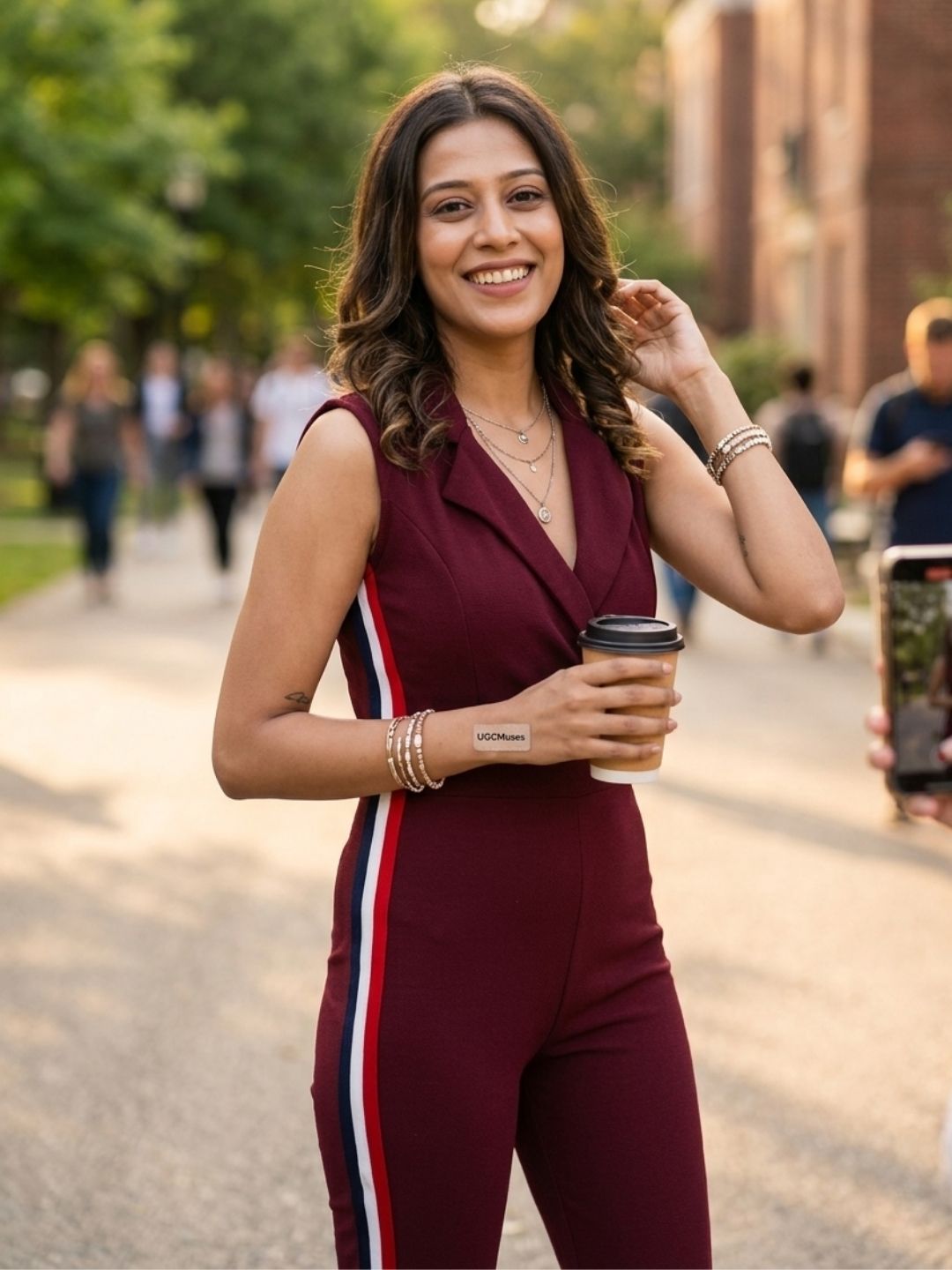 SIDE STRIPED JUMPSUIT WINE