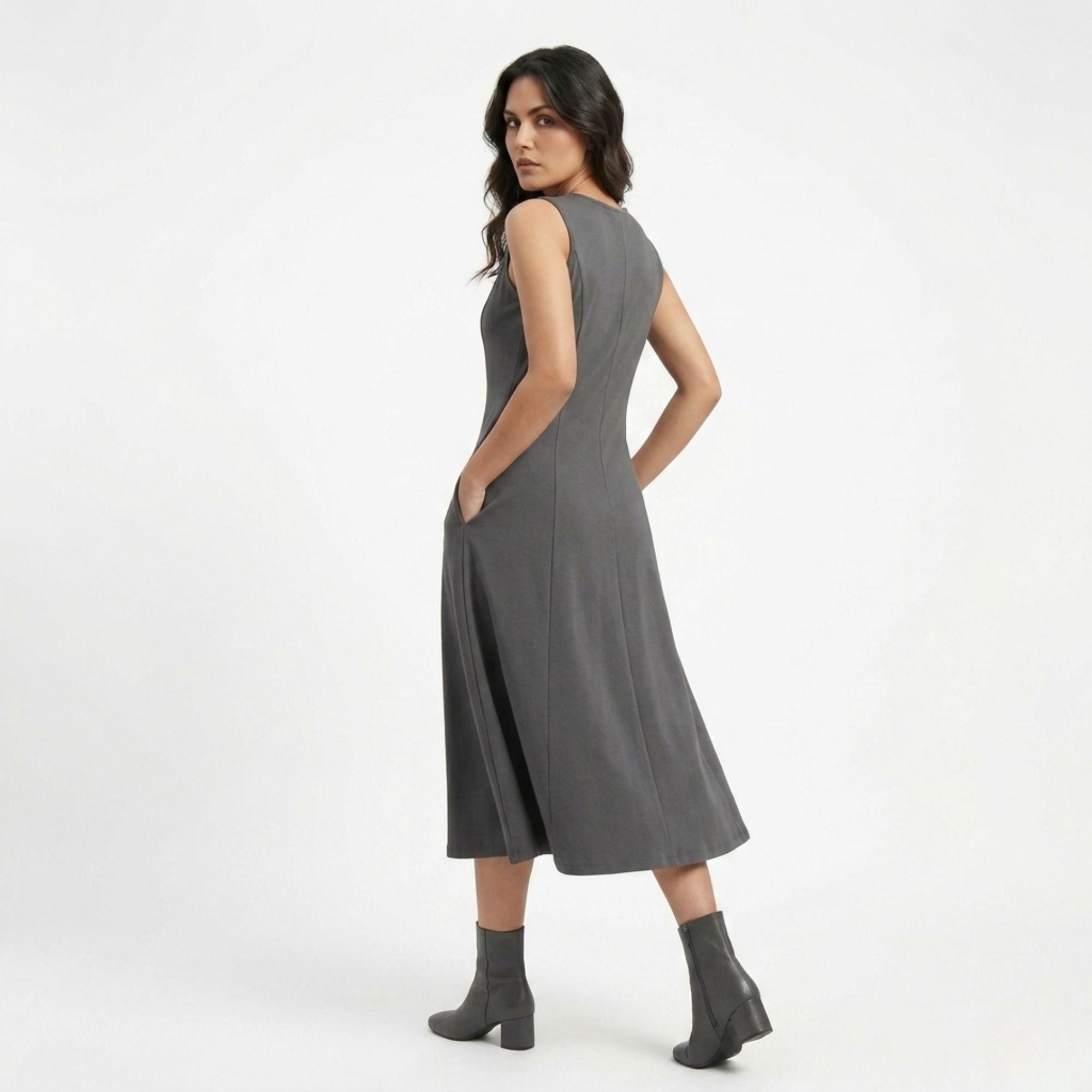 AZURE GRACE FLARED MIDI DRESS