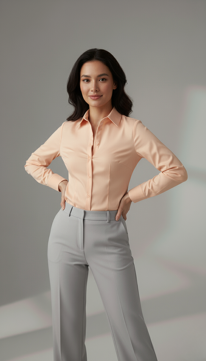 PEACH CLASSIC COTTON LONG-SLEEVE FORMAL SHIRT