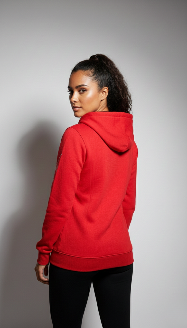 Multi Print Red Zipper Hoodie