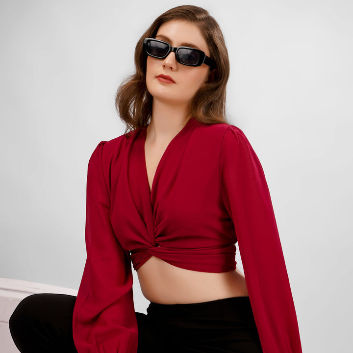 LANTERN SLEEVES CROP TOP
